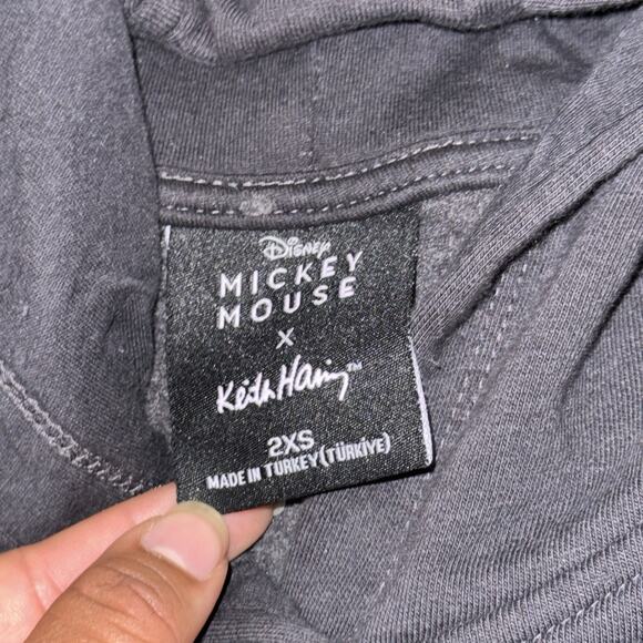 Disney Mickey Mouse x Keith Haring Hoodie Disneyland Unisex Black Size XXS - Picture 7 of 9